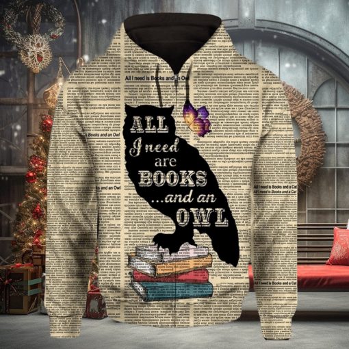 Book And Owl 3D Printed Hoodie