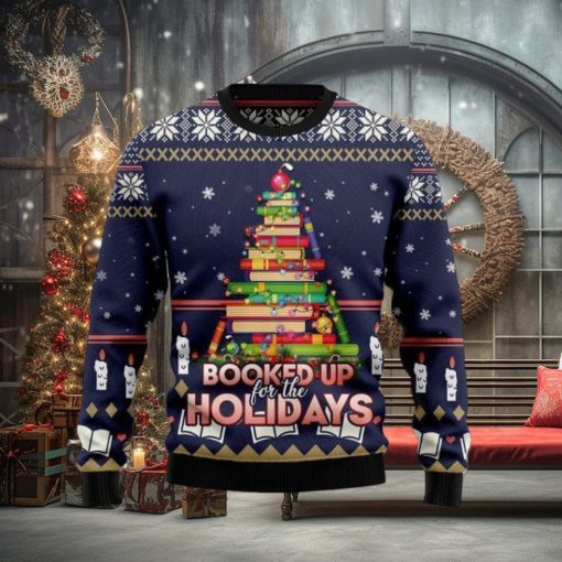 Book Christmas Tree Xmas Time All Over Printed Knitted Ugly Xmas Sweater