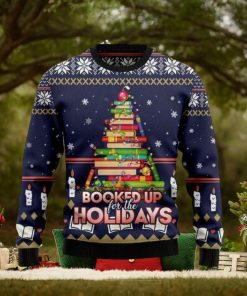 Book Christmas Tree Xmas Time All Over Printed Knitted Ugly Xmas Sweater