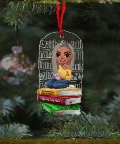 Book Little Girl Doll Reading Books, Personalized Acrylic Ornament