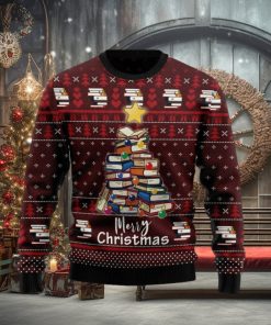 Book Pine Holiday Time All Over Print Knitting Pattern Ugly Xmas Sweater
