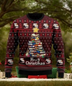 Book Pine Holiday Time All Over Print Knitting Pattern Ugly Xmas Sweater