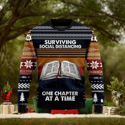 Book Retro Vintage Chirtmas Gifts Full Printing Wool Ugly Xmas Sweater