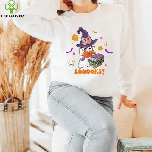 Booooks Cute Ghost Reading Library Books Halloween Teacher T Shirt