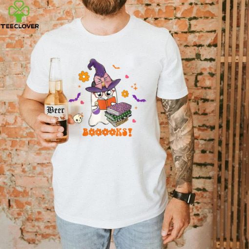 Booooks Cute Ghost Reading Library Books Halloween Teacher T Shirt