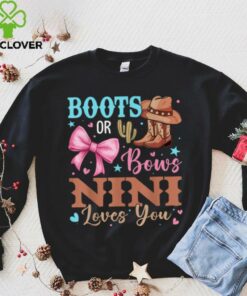 Boots or Bows Gender Reveal Decorations Nini Loves You T Shirt