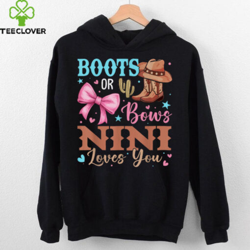 Boots or Bows Gender Reveal Decorations Nini Loves You T Shirt