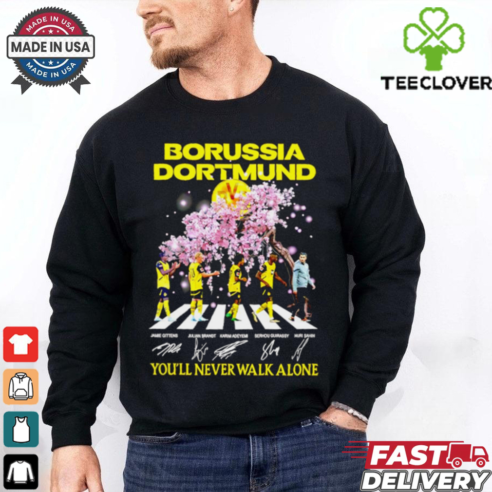 Borussia Dortmund you’ll never walk alone Abbey Road peach blossom signature shirt Borussia Dortmund you’ll never walk alone Abbey Road peach blossom signature shirt