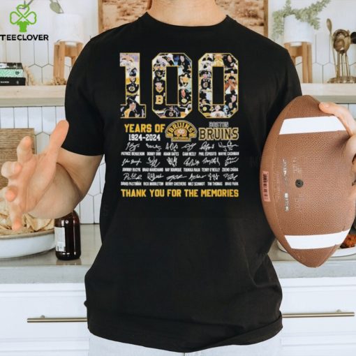 Boston Bruins 100 Years of 1924 2024 Thank You for the memories signatures hoodie, sweater, longsleeve, shirt v-neck, t-shirt