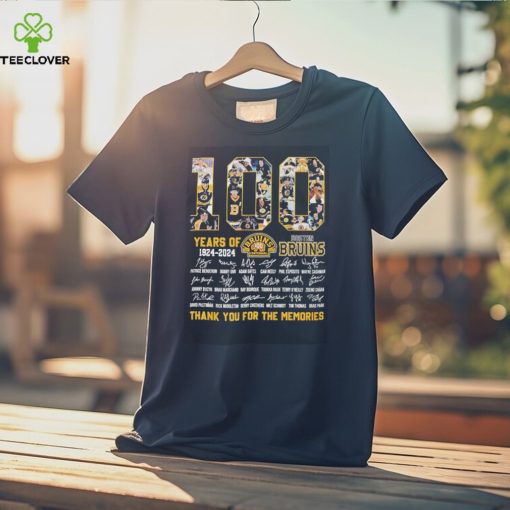 Boston Bruins 100 Years of 1924 2024 Thank You for the memories signatures hoodie, sweater, longsleeve, shirt v-neck, t-shirt