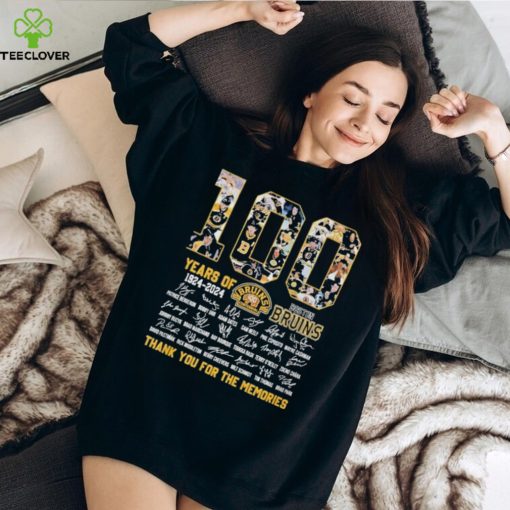 Boston Bruins 100 Years of 1924 2024 Thank You for the memories signatures hoodie, sweater, longsleeve, shirt v-neck, t-shirt