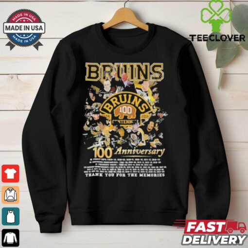 Boston Bruins 100th Anniversary 1924 2024 Thank You For The Memories T Shirt