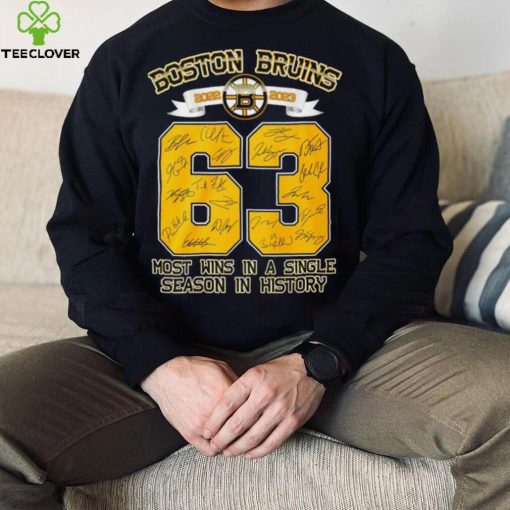 Boston Bruins 2022 2023 63 wins most wins in a Single Season in History signature players hoodie, sweater, longsleeve, shirt v-neck, t-shirt