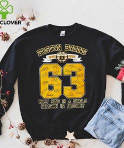 Boston Bruins 2022 2023 63 wins most wins in a Single Season in History signature players hoodie, sweater, longsleeve, shirt v-neck, t-shirt