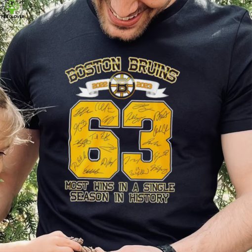 Boston Bruins 2022 2023 63 wins most wins in a Single Season in History signature players hoodie, sweater, longsleeve, shirt v-neck, t-shirt