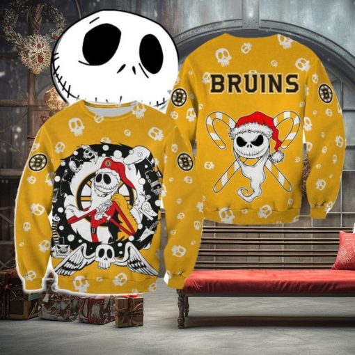 Boston Bruins Christmas Jack Skellington Trend Christmas Ugly Sweater Halloween For Men And Women
