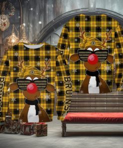 Boston Bruins Christmas Reindeer Sunglasses Gift New 3D Sweater For Fans Gift Christmas