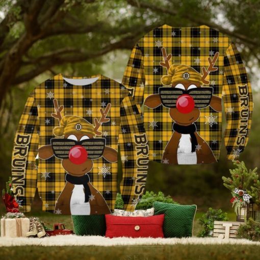 Boston Bruins Christmas Reindeer Sunglasses Gift New 3D Sweater For Fans Gift Christmas
