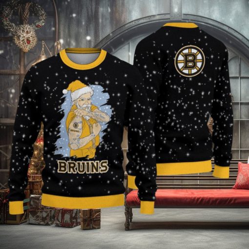 Boston Bruins Christmas Santa Claus Tattoo Limited Edition Ugly Sweater