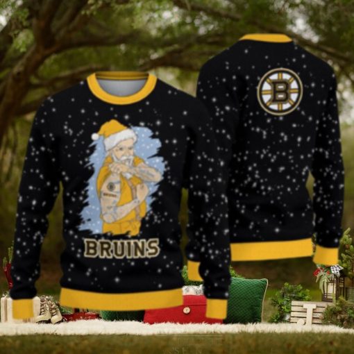 Boston Bruins Christmas Santa Claus Tattoo Ugly Christmas Sweater Cute Christmas Gift