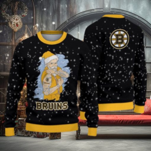 Boston Bruins Christmas Santa Claus Tattoo Ugly Christmas Sweater Cute Christmas Gift