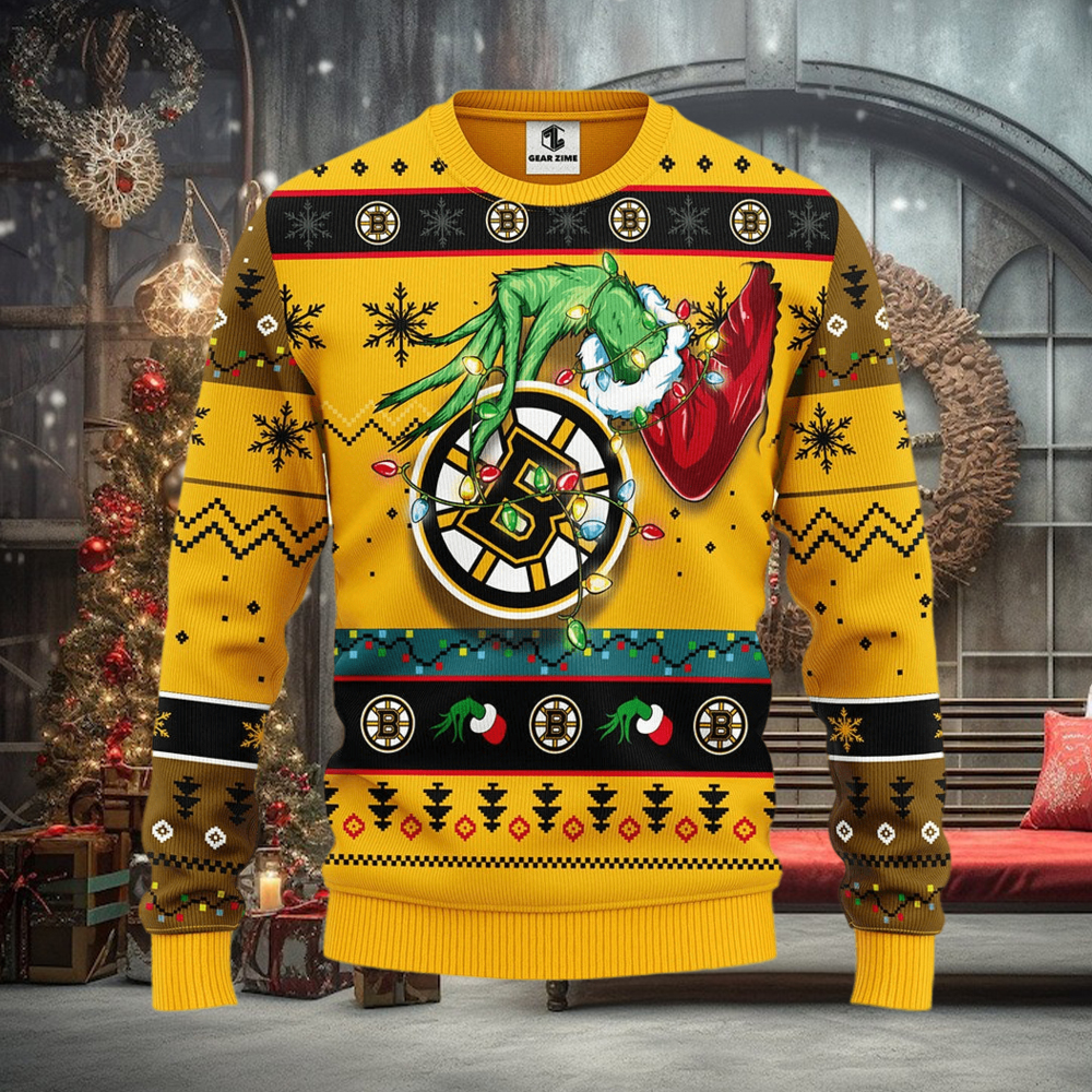 Boston Bruins Grinch Christmas Ugly Sweater Boston Bruins Grinch Christmas Ugly Sweater