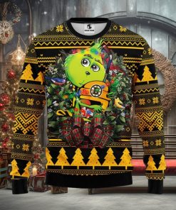 Boston Bruins Grinch Hug Christmas Ugly Sweater