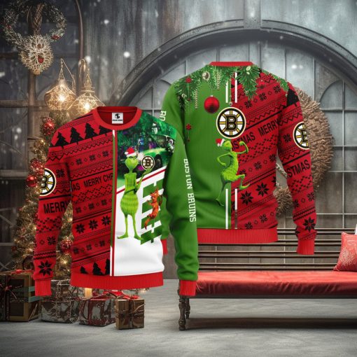 Boston Bruins Grinch & Scooby doo Christmas Ugly Sweater