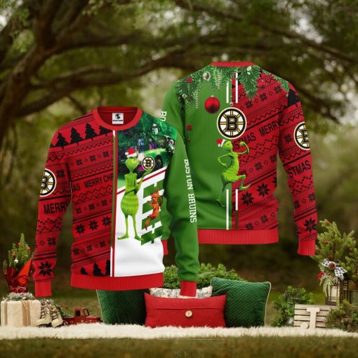Boston Bruins Grinch & Scooby doo Christmas Ugly Sweater