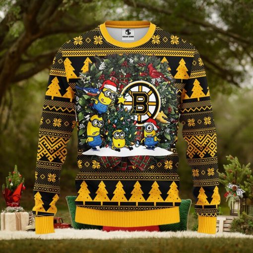 Boston Bruins Minion Christmas Ugly Sweater