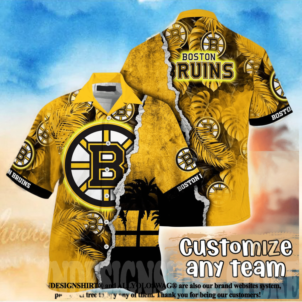Boston Bruins NHL Floral 3D Hawaiian Shirt Boston Bruins NHL Floral 3D Hawaiian Shirt