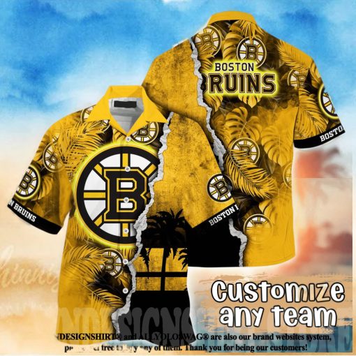 Boston Bruins NHL Floral Unisex All Over Print Hawaiian Shirt