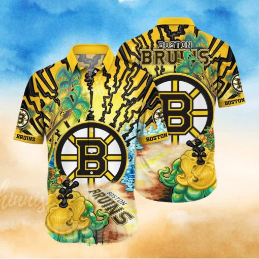 Boston Bruins NHL Flower 3D All Over Print Hawaiian Shirt
