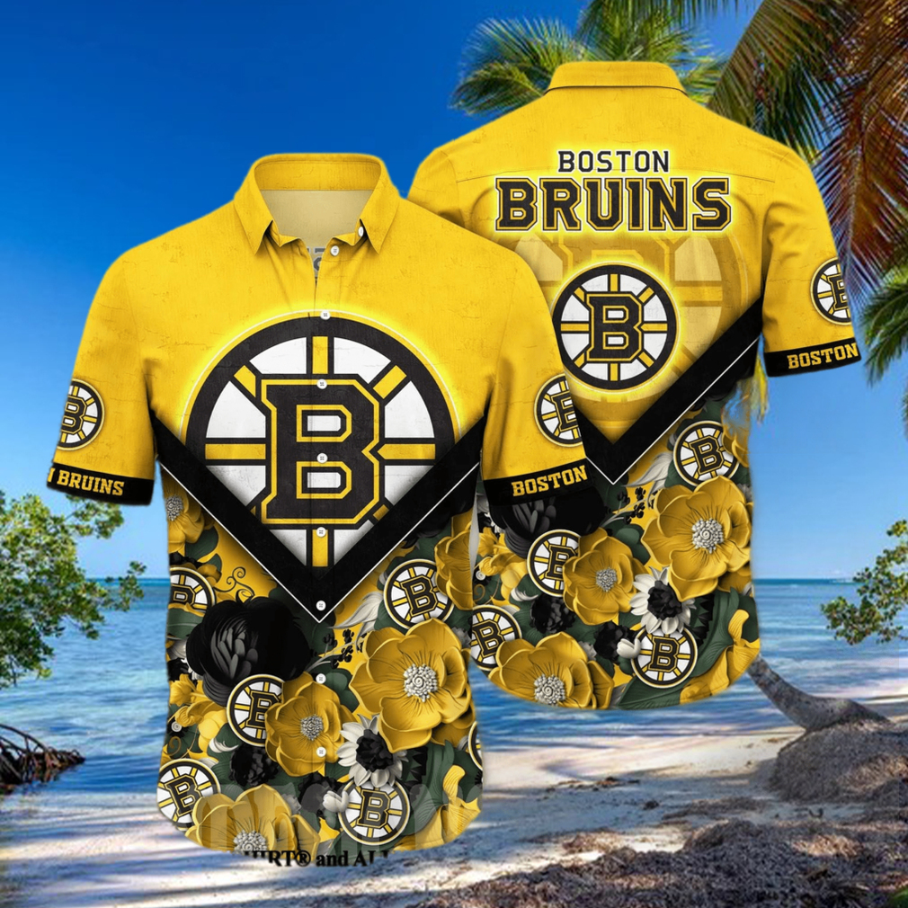 Boston Bruins NHL Flower Full Print Classic Hawaiian Shirt Boston Bruins NHL Flower Full Print Classic Hawaiian Shirt