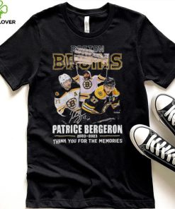 Boston Bruins Patrice Bergeron 2003 2023 thank you for the memories signature hoodie, sweater, longsleeve, shirt v-neck, t-shirt