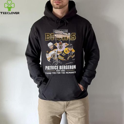 Boston Bruins Patrice Bergeron 2003 2023 thank you for the memories signature hoodie, sweater, longsleeve, shirt v-neck, t-shirt