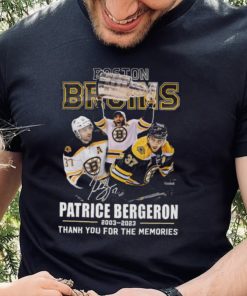 Boston Bruins Patrice Bergeron 2003 2023 thank you for the memories signature hoodie, sweater, longsleeve, shirt v-neck, t-shirt