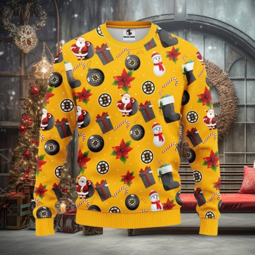 Boston Bruins Santa Claus Snowman Xmas Ugly Christmas Sweater Best Christmas Gift Ideas