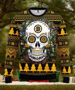 Boston Bruins Skull Flower Ugly Christmas Ugly Sweater