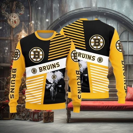 Boston Bruins Skull Pattern Knitted Sweater For Christmas