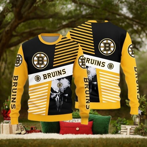 Boston Bruins Skull Pattern Knitted Sweater For Christmas
