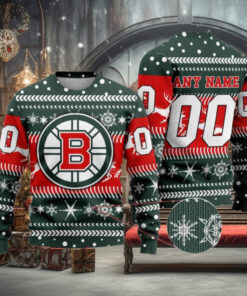 Boston Bruins Sweater Personalized Family Xmas Gift for NHL Celebrations