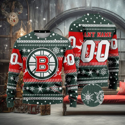 Boston Bruins Sweater Personalized Family Xmas Gift for NHL Celebrations