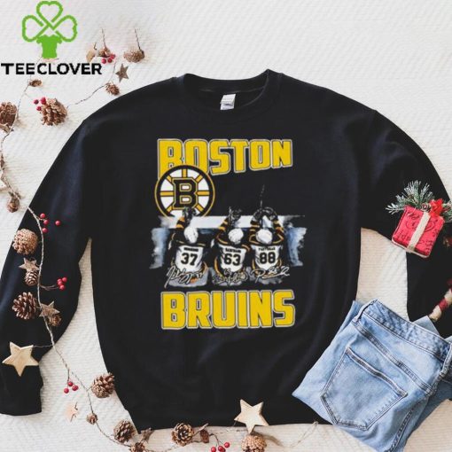 Boston Bruins Teams Brad Marchand , Patrice Bergeron & David Pastrnak Signatures Shirt