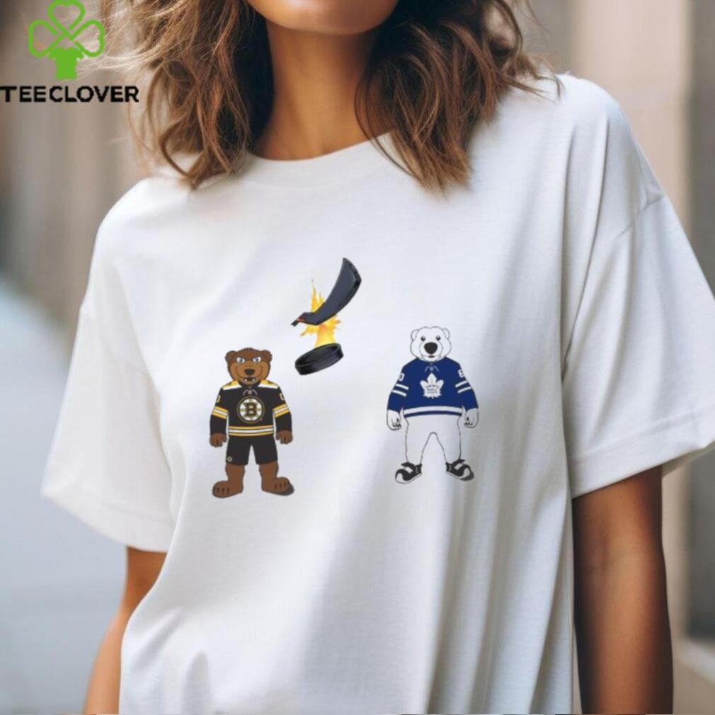 Boston Bruins VS Toronto Maple Leafs NHL 2024 mascot cartoon hockey shirt Boston Bruins VS Toronto Maple Leafs NHL 2024 mascot cartoon hockey shirt