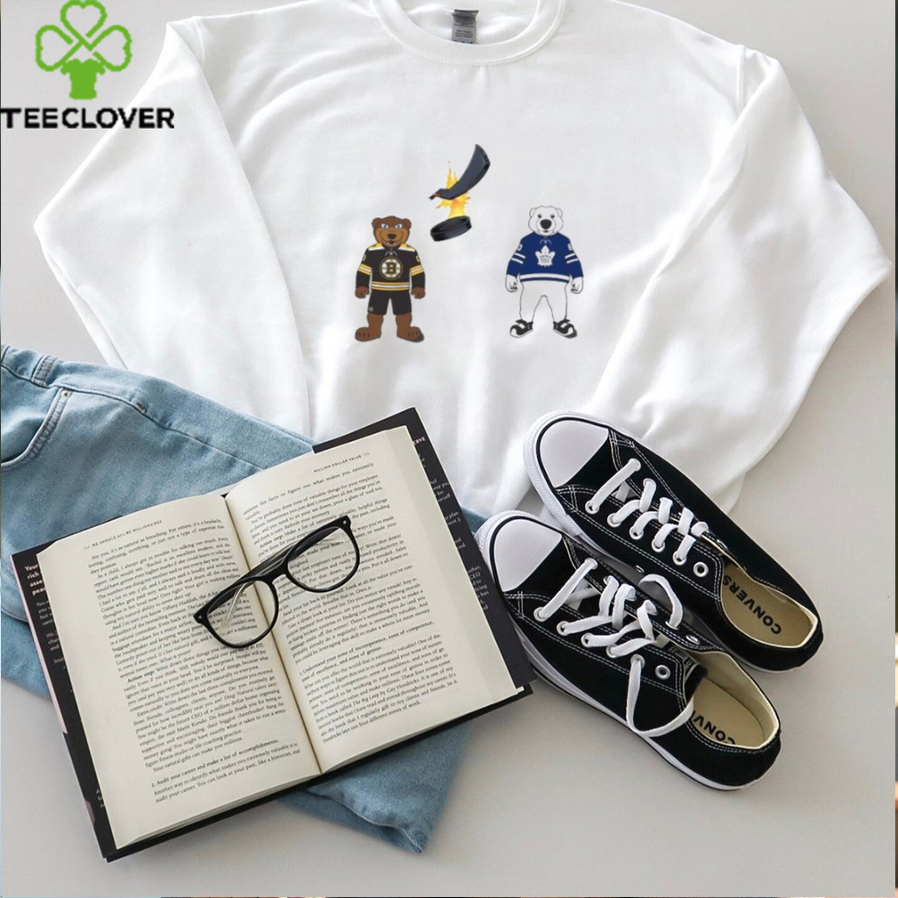 Boston Bruins VS Toronto Maple Leafs NHL 2024 mascot cartoon hockey shirt Boston Bruins VS Toronto Maple Leafs NHL 2024 mascot cartoon hockey shirt