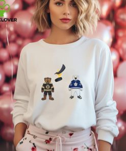 Boston Bruins VS Toronto Maple Leafs NHL 2024 mascot cartoon hockey shirt 2 Boston Bruins VS Toronto Maple Leafs NHL 2024 mascot cartoon hockey shirt