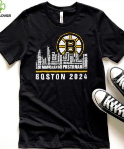 Boston Bruins ice hockey names player skyline logo 2024 shirt