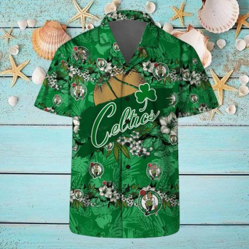 Boston Celtics Flower Pattern Tem Logo Combo Hawaiian Shirt And Shorts