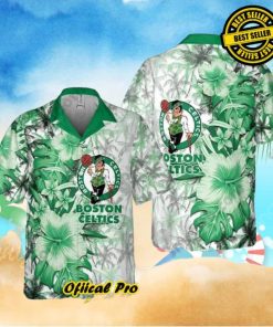 Boston Celtics Hawaiian Shirt Hibiscus Flower Pattern